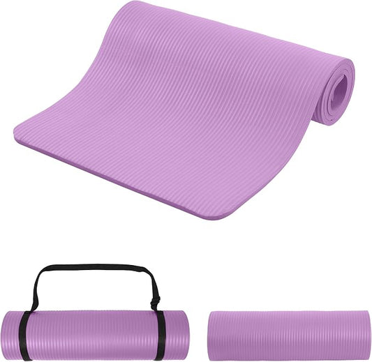 Signature Fitness Extra Thick High-Density Foam Yoga Mat – Multiple Thicknesses (1/2" & 1") / Multiple Colors – Double-Sided Non-Slip Surface – with Carrying Strap for Pilates, Yoga & Home Workouts