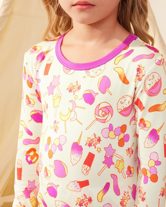 Bamboo Viscose Toddler Girls Kids Pajamas Unicorn Mermaid Pjs Long Sleeve Snug fit 12M-8Y 2pcs Soft Jammies