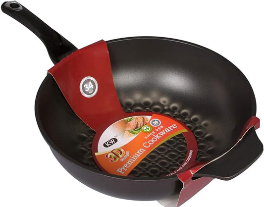 3D Marble Non-Stick, Non-Scratch Coating Wok Pan. (Made in Korea). (34cm)