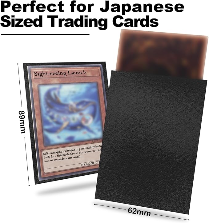 Black Card Sleeve 200 Pack Compatible with Yu-gi-oh Card Sleeve Japanese Small Card Sleeves 62x89mm, Back Textured Perfect Shuffling, Protect Your Japanese Sized Trading Cards Photocard Never Tear