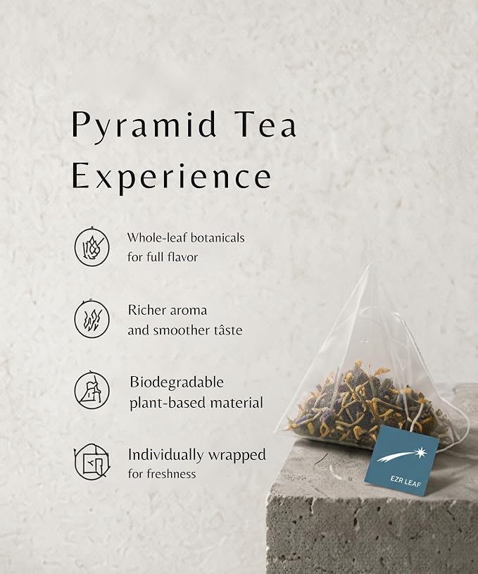EZR LEAF The Daily Ritual Box – Tea Variety Pack Gift Set, 9 Assorted Tea Blends, Premium Pyramid Tea Bags, Herbal, Black＆Green Tea Collection, Tea Gifts for Tea Lovers, Lemon Verbena, Lemongrass , Rooibos , Lime , Sencha , Blackcurrant , Sweet Rose , ...