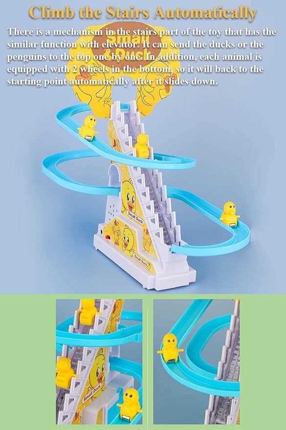 Penguin Slide Toy Set, Automatic Climbing Stairs with Music & Lights, Interactive Educational Playset for Boys Girls, Birthday Gift Idea (Penguin)