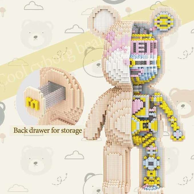 DAHONPA Animal Mechanical Bear Micro Building Blocks Set with Drawer（7220PCS）, Personalized Decoration, Gift for Adults and Kids
