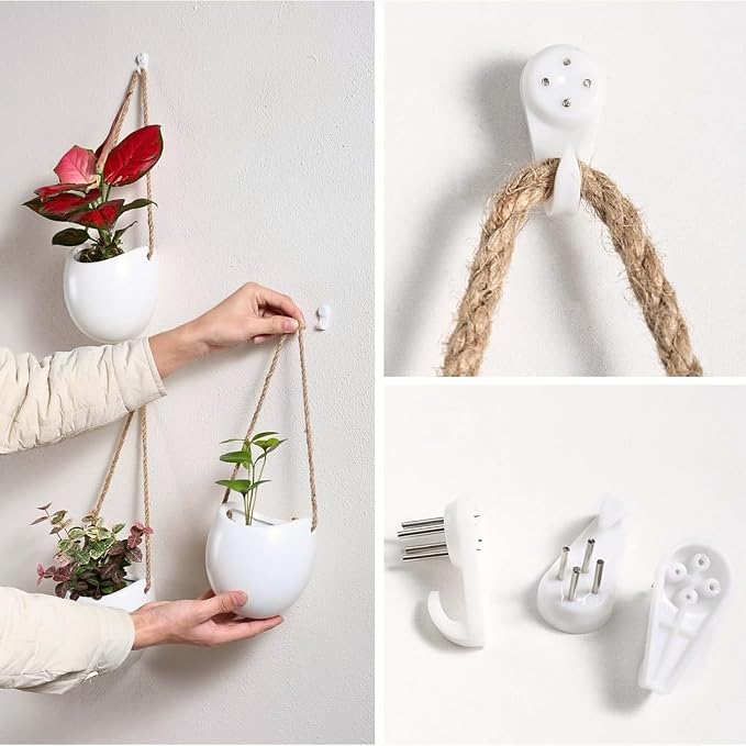 4 to 5 inch Ceramic Planters Wall Hanging Vases Decor - Set of 3 | Wall Decor for Home, Entryway, Hallway, Deck, Bathroom, Living Room, Dining Room, Garden, Farmhouse, Restaurants, Office, etc