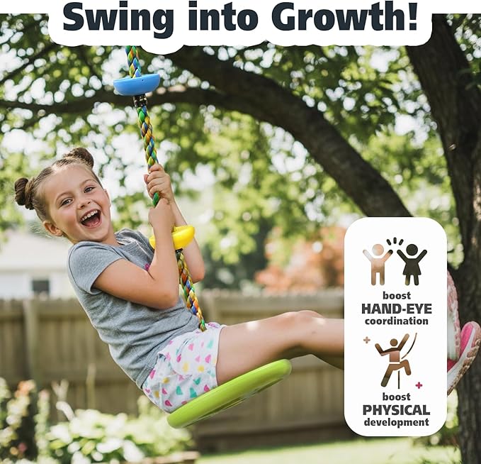 ZNCMRR Tree Swing Climbing Rope, Heavy Duty Swings Seat Replacement for Kids Disc Rope Climbing Swings Seat for Tree Indoor Outdoor Playground Swing Set Accessories(Leaf Green)