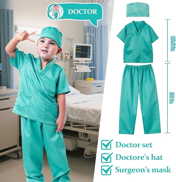 Homyrium Toddler Dress Up Clothes Boys Costumes 6 Set - Astronaut/Doctor/Fireman/Policeman/Construction for Age 3-8