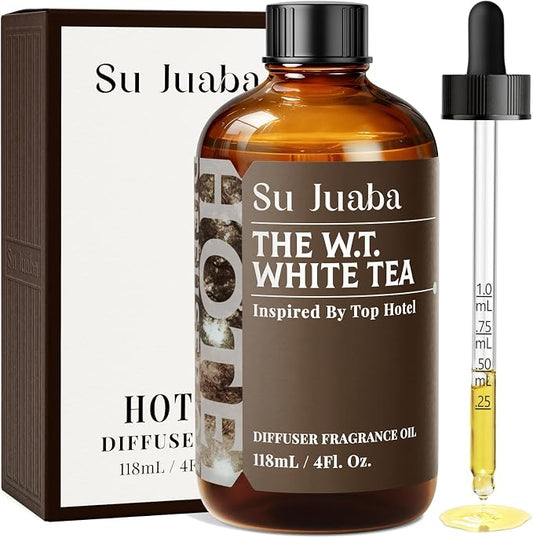 SU JUABA White Tea Hotel Diffuser Oil - Inspired by Westin - Luxury Scent for Essential Oil Diffuser for Home & Car, Crafting, Long-Lasting & Vegan, 4 Fl Oz