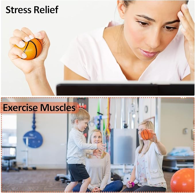60 Pcs Mini Basketball Stress Balls Mini Basketball Party Favor 2.5'' Inch Mini Foam Sports Ball Squeeze Ball Anxiety Stress Relief for Basketball Party Sports Game Kid Prize Carnival School Gift