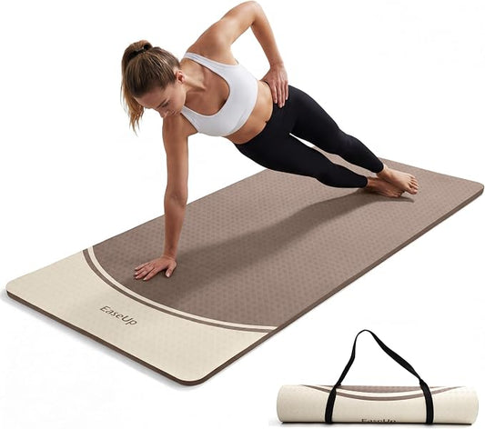 EaseUp Extra Thick Yoga Mat -2/5 inch (10MM), 72.8x31.5" Extra Long-Wide, Professional TPE Non-slip yoga mats for Yoga,Exercise, Workout,Pilates and Fitness, with strap