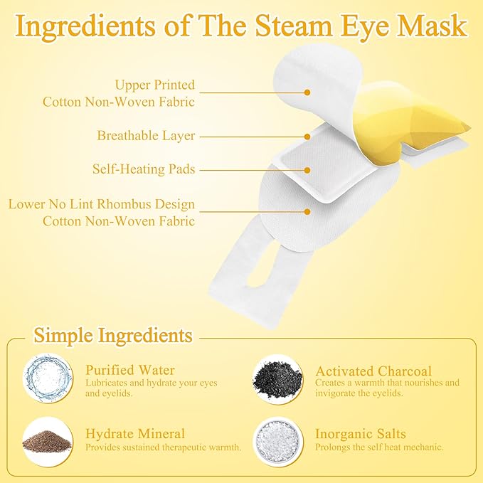 16Packs Steam Eye Mask, Heated Eye Mask for Sleeping, Warm Compress for Eyes, Self Heating Disposal Steam Mask for Home Sleep, Office, Spa, Travel Essentials Mothers Day Gifts (Chamomile)