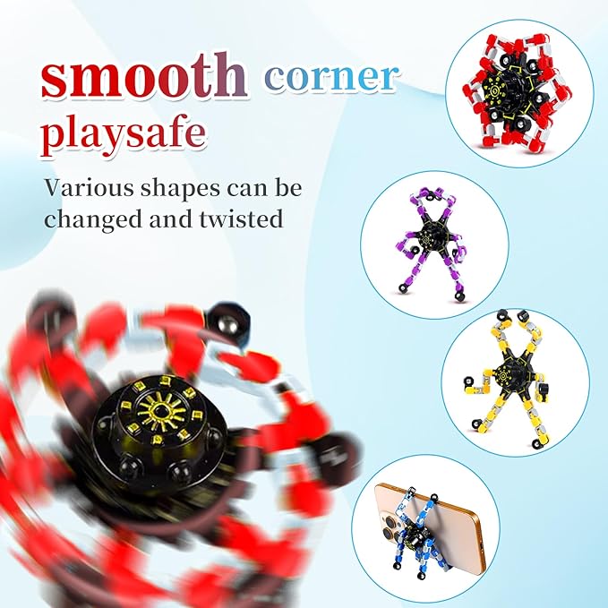 4 Pcs Fidget Toys Transformable Fidget Spinners Autism ADHD Anxiety Stress Relief Sensory Toys for Kids and Adults Deformable Robot Spinner Fingertip Gyros for Party Favors Classroom Prizes (Mix)
