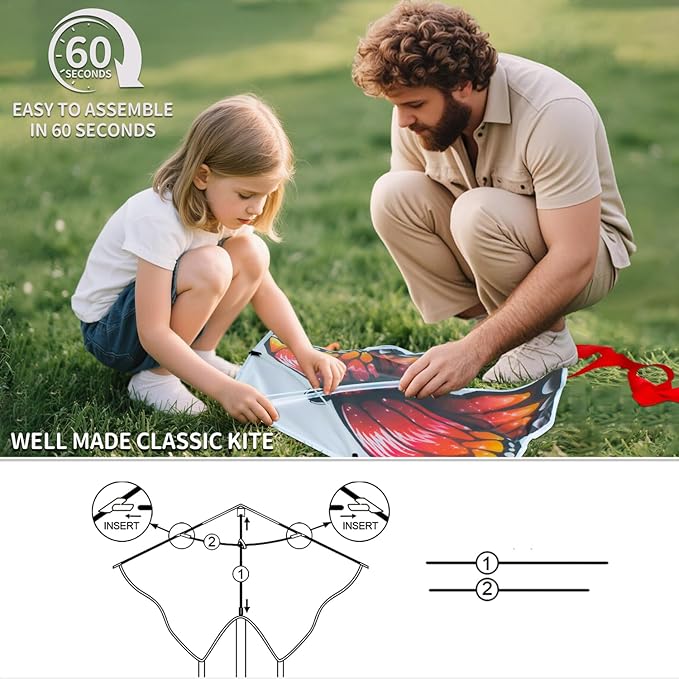 Kite for Kids Ages 4-8 8-12 & Adults, Shark & Dragon & Unicorn & Butterfly Kites Flying Toys, Easy to Fly Big Kite with 328FT String Easter Gift for Boys Girls Beach Park Outdoor Party Activities