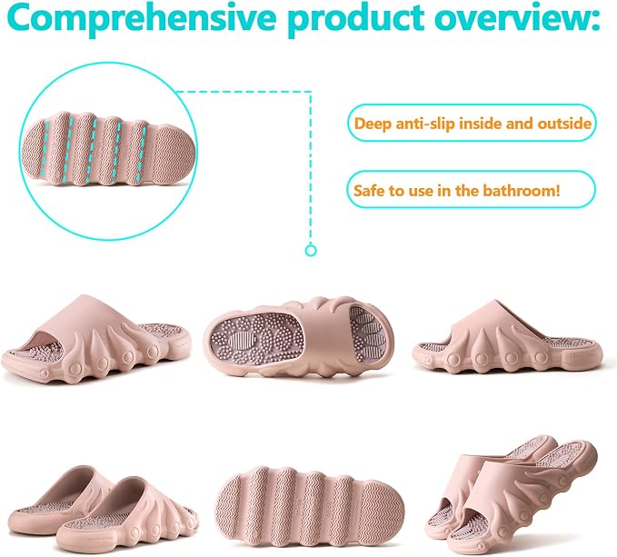 Plantar Fasciitis Relief Foot Massager for Plantar Fasciitis Shoes Women Acupressure Massage Slippers Reflexology Sandals Relaxation Gifts for Mom Dad Parents (Pink,women5-5.5/men 4-4.5)