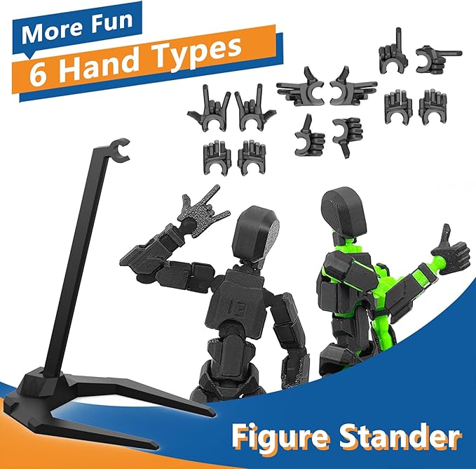 T13 Action Figure Already Assembled, Devil Wings Titan 13 Action Figure 3D Printed T13 Action Figures Set, T 13 Robo 13, Lucky 13, Gift for Dummy Collectors Desktop Decorations (Black Green)