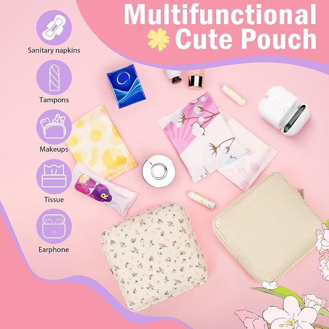 Period Pouch Discreet Sanitary Napkin Storage Bag Pad Bags Black | Black, Portable, Menstrual Cup & Pad Holder, First Period Kit Storage, Feminine Bag for Women