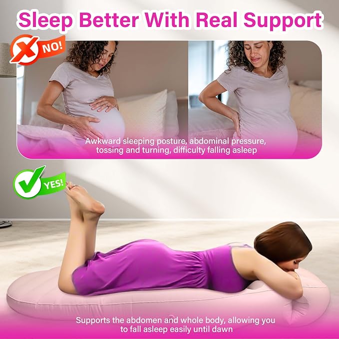 Inflatable Pregnancy Pillow with Belly & Face Opening,Full Body Maternity Airbed for Stomach Sleeping,Portable Prone Support Bed for Expecting Moms,Portable & Includes Electric Pump Gray