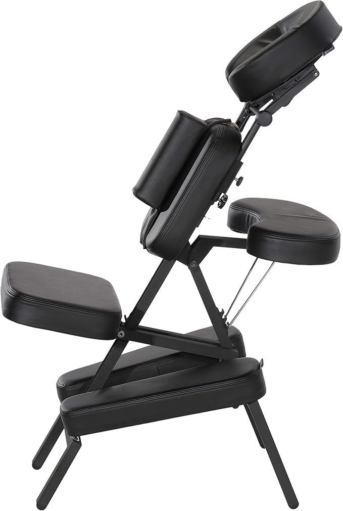 Master Massage Apollo Extra Large Size Portable Massage Chair-Lightweight Aluminum Tattoo Foldable-Sitting Posture Folding Massage Chair-with Larger Cushions and Wheels Bag-in Black