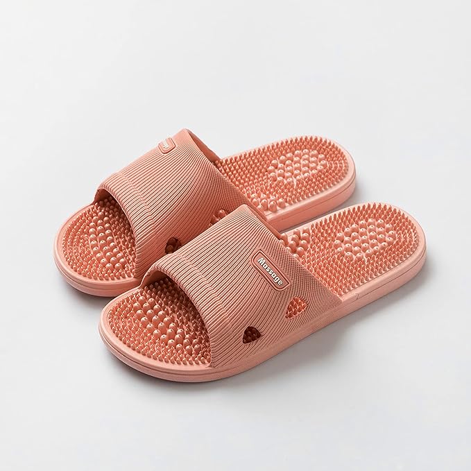 Acupressure Massage Slippers for Plantar Fasciitis for Women Acupuncture Slippers Arthritis Neuropathy Pain Relief Non-Slip Massage Sandals Womens Stress Relief Gifts for Bath (US Women 5.5-6, Pink)