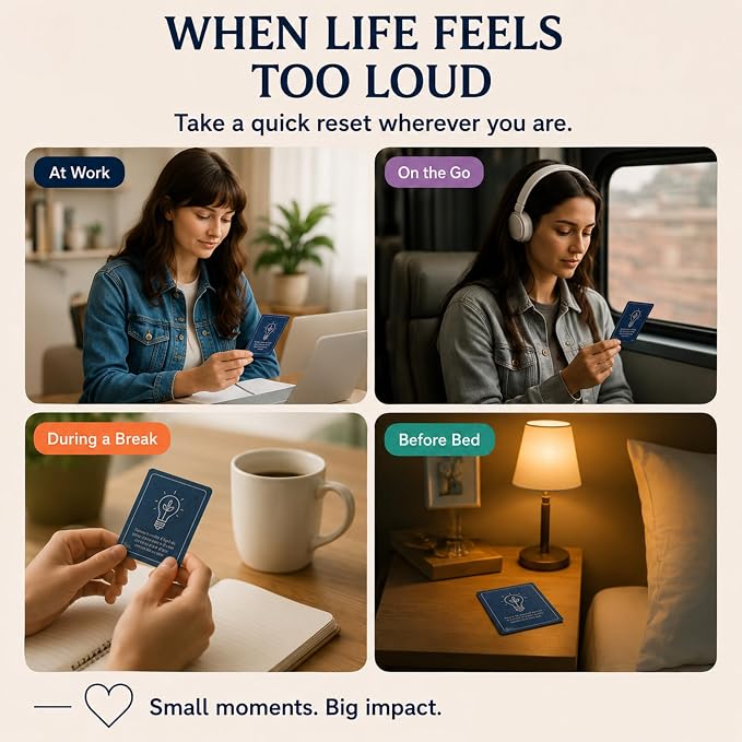 52 Mindfulness Cards for Stress Relief & Everyday Calm, 60-Second Self Care Prompt Deck for Gratitude, Grounding & Meditation, Wellness Gifts for Women and Men