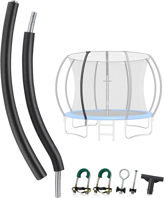 TOBWOLF Trampoline Poles Replacement, Universal Trampoline Replacement Enclosure Poles with Safety Foam Sleeves, Fits 12-16FT Trampolines