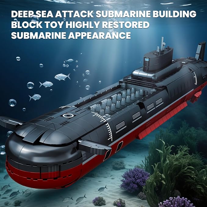 Reobrix Nuclear Submarine Building Sets for Adults, Typhoon-Class Nuclear Submarine Model Kit, History Collectible Decor, Military Toy Gift for Men and Teens