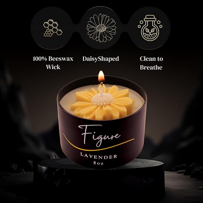 Yellow Daisy Scented Candle – Lavender Aromatherapy | Hand-Poured in USA | All Natural for Women & Men | Organic Soy & Beeswax Blend | 100% Beeswax Wick | Gift-Ready Candle for Relaxation