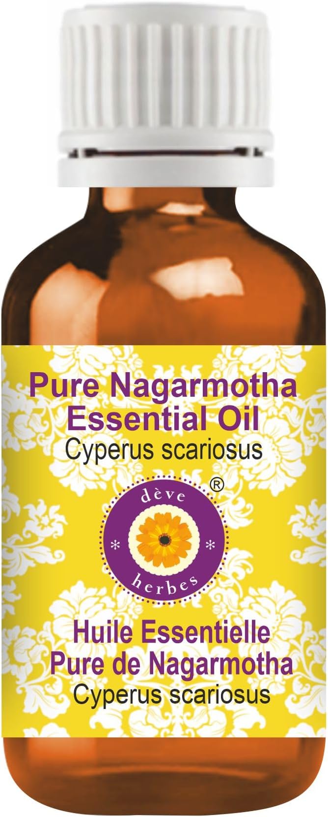 dève herbes Nagarmotha Essential Oil (Cyperus scariosus) Pure | Non-Sticky | Non-Greasy | Lightweight | Men & Women | All Skin Types | Steam Distilled 10ml (0.33 oz)