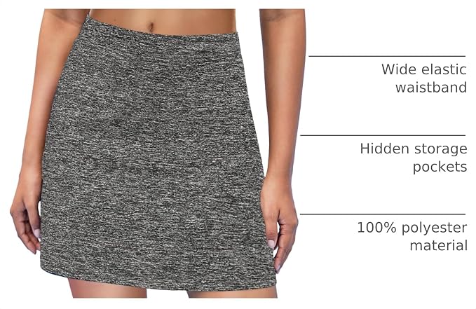 Ekouaer 16" Skorts for Women with Pockets Golf Pickleball Tennis Skirt | Silicone Grippers,2 Inner Pockets,Wide Waist,Side Slit Hem,Breathable,Soft,Lightweight