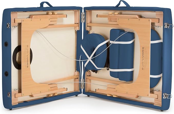 Saloniture Professional Portable Massage Table with Backrest - Blue