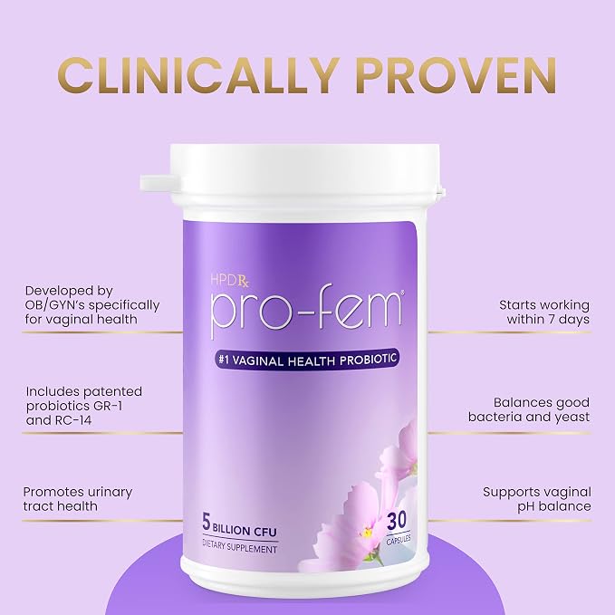 Pro-Fem #1 OB/GYN Formulated Vaginal Health Probiotics | 30 Caps | 2-Pack | Vaginal Probiotics to Promote Yeast & PH Balance, Urinary Tract Health | Feminine Probiotics | Works in 7 Days