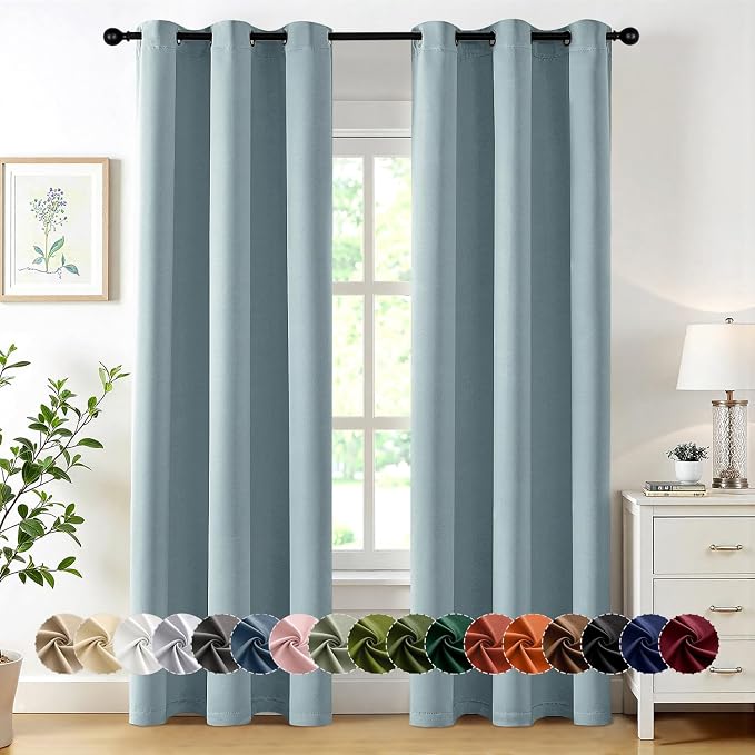 MIULEE Blackout Curtains for Bedroom 2 Panels 40 x 72 Inch Long Slate Blue | Thermal Insulated, Living Room Darkening Grommet Drapes, Noise Reducing, Light Blocking Window Treatments