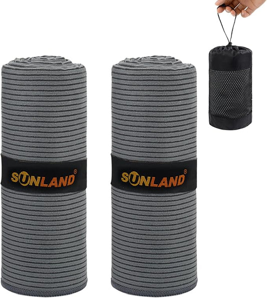 SUNLAND Microfiber Gym Bath Towel Ultra Soft Travel Camping Towel Super Absorbent Swimming Sport Yoga Sweat Towels with Straps for Adults and Children
