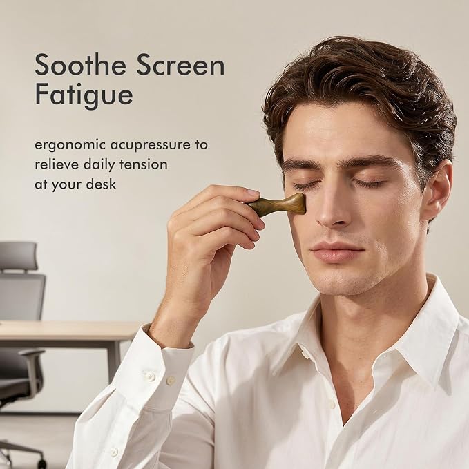 CHOSIN Gua Sha Facial Tools & Eye Roller for Puffy Eyes, 2 in 1 Natural Face Massager Lymphatic Drainage Tool