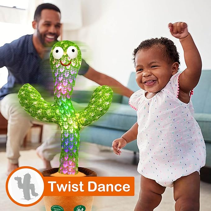 [Update Volume Adjustable] Talking Cactus Toy Mimics Back, Gift Package Repeat Talking Plush Toys - Sing+Repeat+Dancing+Recording+Rainbow Led Cactus Toy(15 Second Recording)