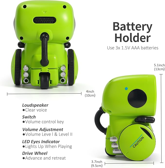 GILOBABY Kids Robot Toys, Smart Talking Robot with Voice Control Touch Sensor, Dancing, Singing, Recording, Repeat, Gift for Boys Age 3+ Years (Green)
