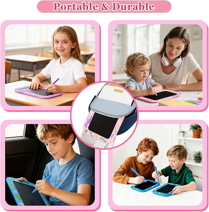 2 Pack LCD Writing Tablet for Kids,10Inch Colorful Reusable Electronic Toddler Doodle Board Drawing Tablet Pads,Educational Learning Toys Gifts for 3 4 5 6 7 8 Year Old Girls (Pink&Purple-10IN)