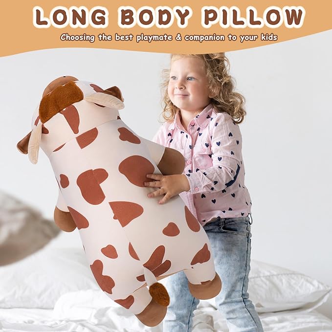 30'' Giant Spotted Highland Cow Plush Stuffed Animal-Cute Spotted Highland Cow Plush Body Pillow Plushies, Large Sleeping Cow Stuffed Animal Big Plushie Toy, Birthday Gifts for Kids Girls Boys