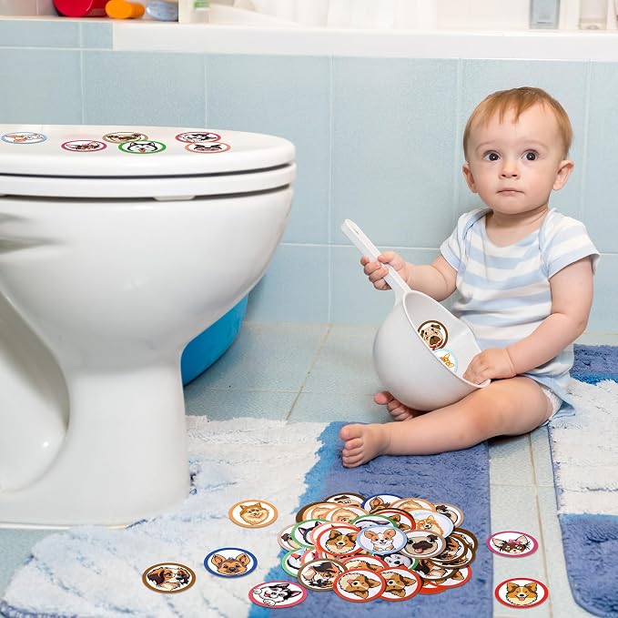 Chinco 120 Pcs Boys Potty Training Targets Boys Potty Targets Aids Flushable Pee Training Chart for Toddlers Use(Dog Style)