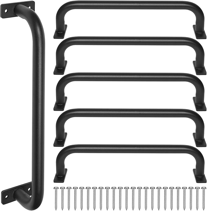 ESPETS 17 Inch 6 Pieces Black Metal Safety Handles for Playground - Swing Set Accessories Grab Handles, Playset Hand Grips, Indoor Monkey Bars for Jungle Gym, Playhouse, Climbing Frame