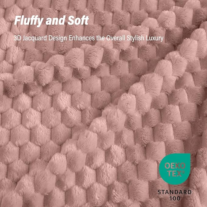 Bnuitland Pink Flannel Throw Twin Size Blanket (60X80 inches), 300 GSM Fleece Cozy Warm Soft Home Decor Lightweight Bed Blanket for Adults, Suitable for All Seasons.