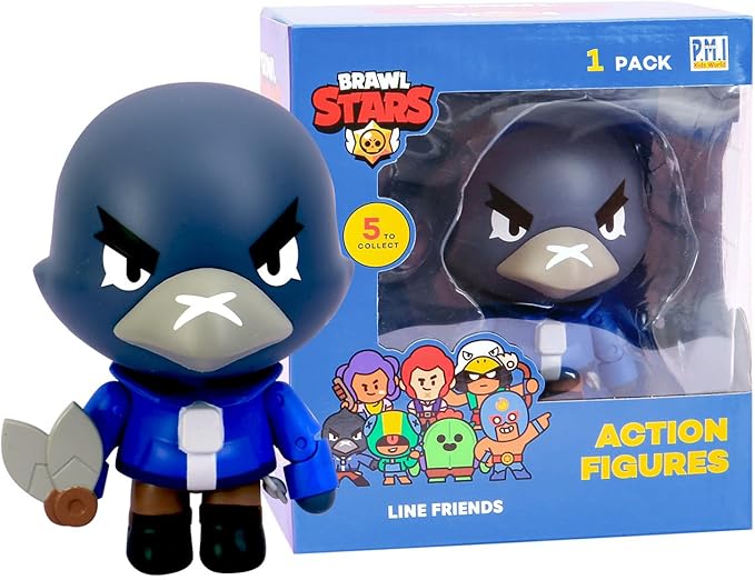 P.M.I. Brawl Stars Action Figure | 4.5" Collectible Toy with Movable Arms & Legs | Includes Leon, Crow, Spike, or Colt (Random) | Official Licensed Merchandise for Gamers & Fans
