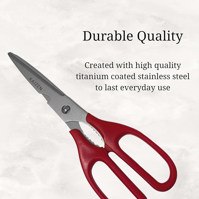Multipurpose Kitchen Shears, Titanium Detachable Scissors, Soft Grip Comfort Handle, 10 Inch, Red