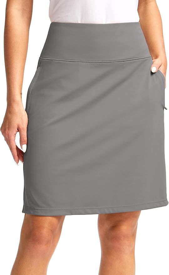 G Gradual 20" Skorts with Pockets Knee Length Golf Skirt | Built in Soft Shorts, High Waisted, Tummy Control, Breathable, Long Skorts for Athletic, Tennis, Dressy, Casual, Summer