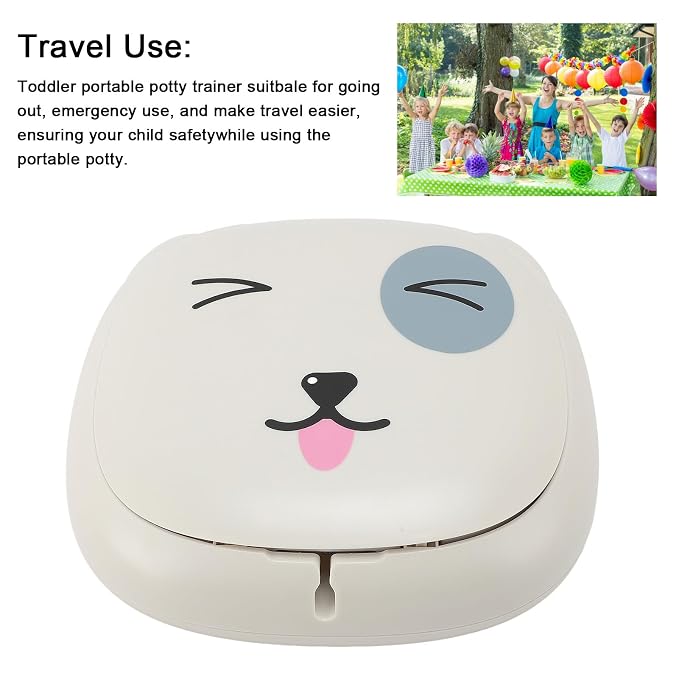 Semme Portable Foldable Travel Potty with Storage Bag Ideal for Car Camping Travel Lightweight Proof Cartoon Design for Easy Use (Grey)