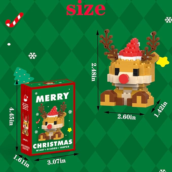 Christmas Building Blocks Compatible for Lego Christmas Reindeer Micro Blocks Stacking New Toys Holiday Present Box New Year Gifts for Kids Ages 6+ Boys and Girls(Reindeer)