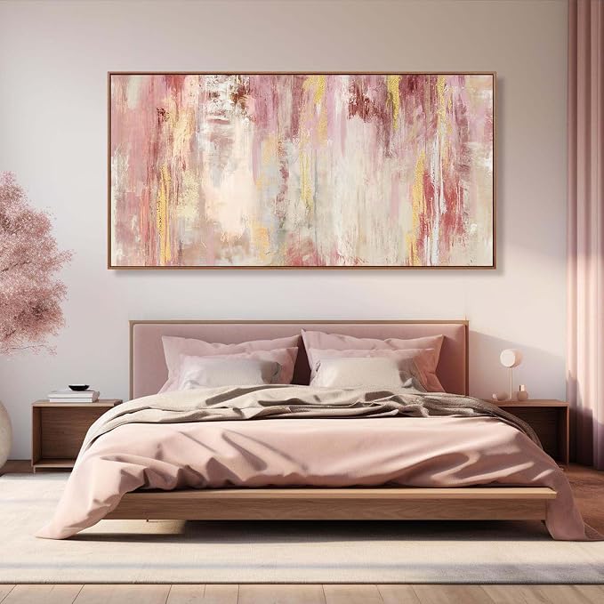 Extra Large Canvas Art Framed Wall Art for Living Room Decor Pink Pictures for Wall Abstract Modern Artwork 36”x70”