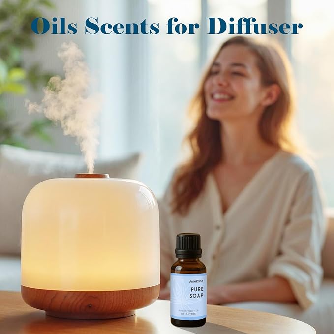 AmaKane Pure Soap Fragrance Oil 30ml, Clean Essential Oil for Laundry, Premium Diffuser Oil for Home, Long-Lasting Aromatherapy Oil for Candle, Soap & DIY Making