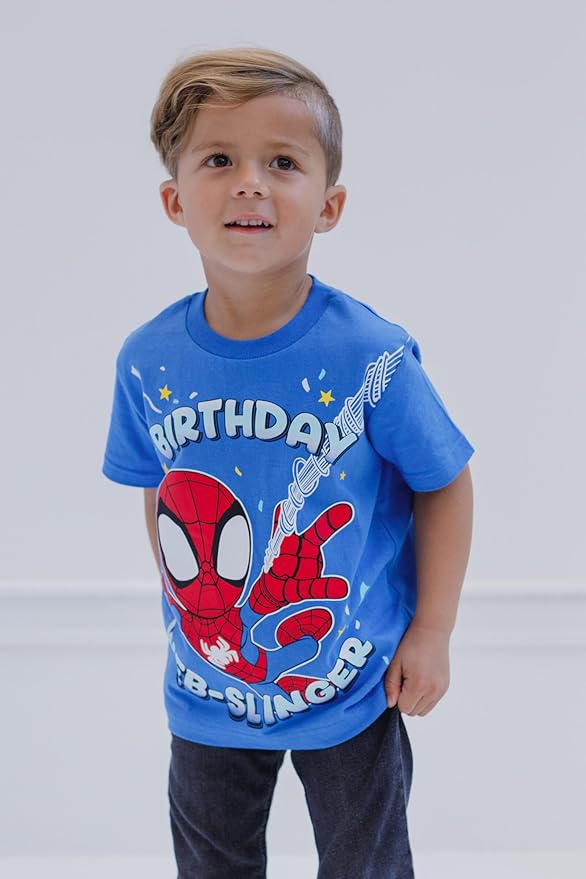 Marvel Spidey and His Amazing Friends Birthday T-Shirt Toddler to Big Kid Sizes (2T - 10-12)