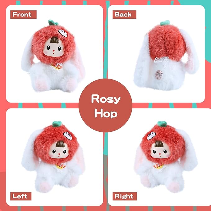 Kawaii Plush Doll, Stuffed Animals with Vinyl Face White Tomato Bunny Shaped for Girls Boys Women, 7.8 inches Vinyl Plush Pendant Cute Figurines Gifts for Collectibles Home Decor Birthday Christmas
