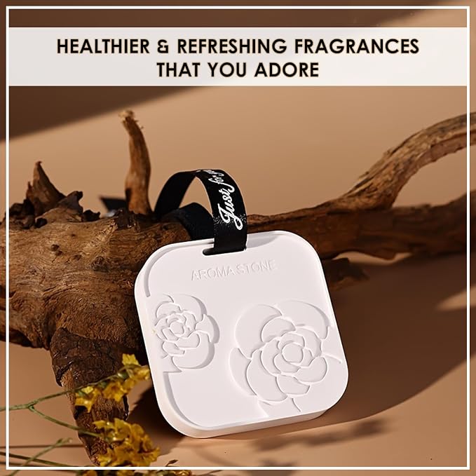 Diatomite Camelia Aroma 5 ML, Non-Electric Ceramic Diffusers and Aromatherapy Fragrance, White Ceramic Diffusers in Car or Desk Office Decor and Small Bathroom at Home (Light Grey)